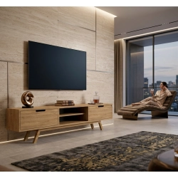 Szafka RTV-33 Drewno Lite Dąb Loft Lakier Rozmiary od 100 cm do 200 cm PREMIUM